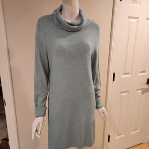 Adrienne Vittadini Light Blue Cowl Neck Midi Dress